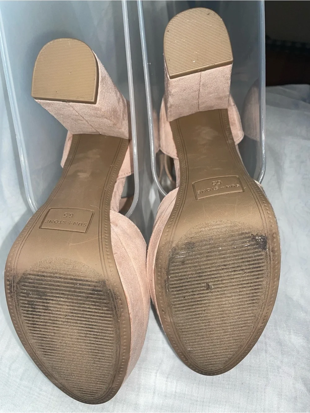 Sun + Stone Blush Pink Ankle-Strap Platform Pumps